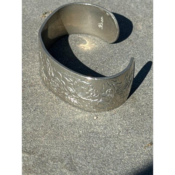 Kirk Stieff Pewter Floral Engraved Etched Vintage Cuff Bracelet 900- 6 - Picture 4 of 6